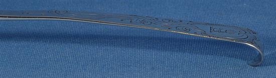 A George III Irish silver soup ladle, by Michael Keating, length 330mm Weight 5.3oz/167grms